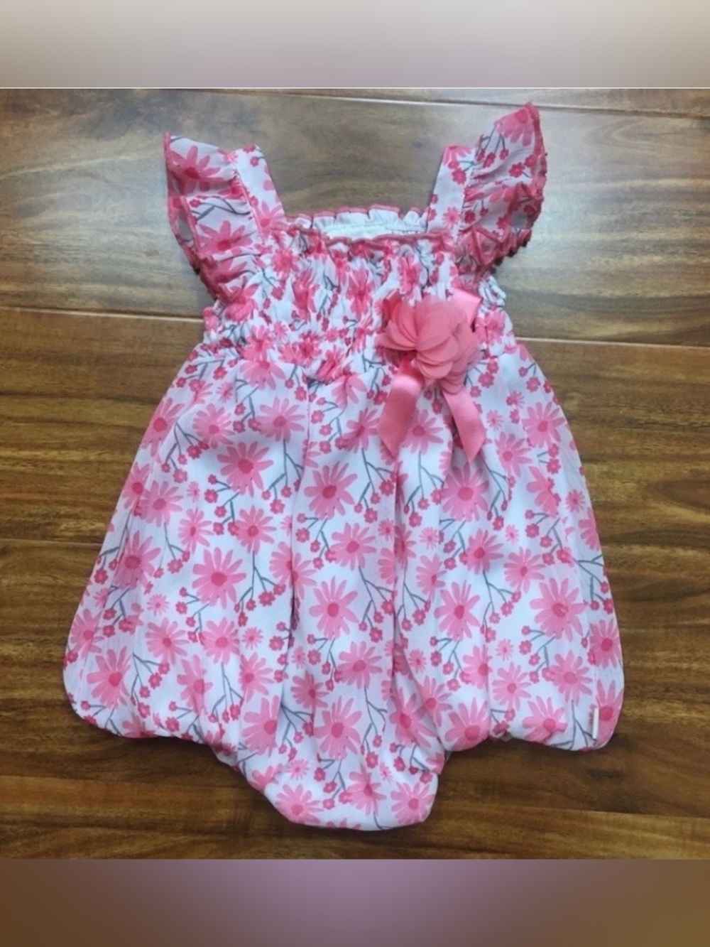 3/$25 Duck Duck Goose Baby Girl Pink White Floral Romper Size 6-9M Girlhoodcore